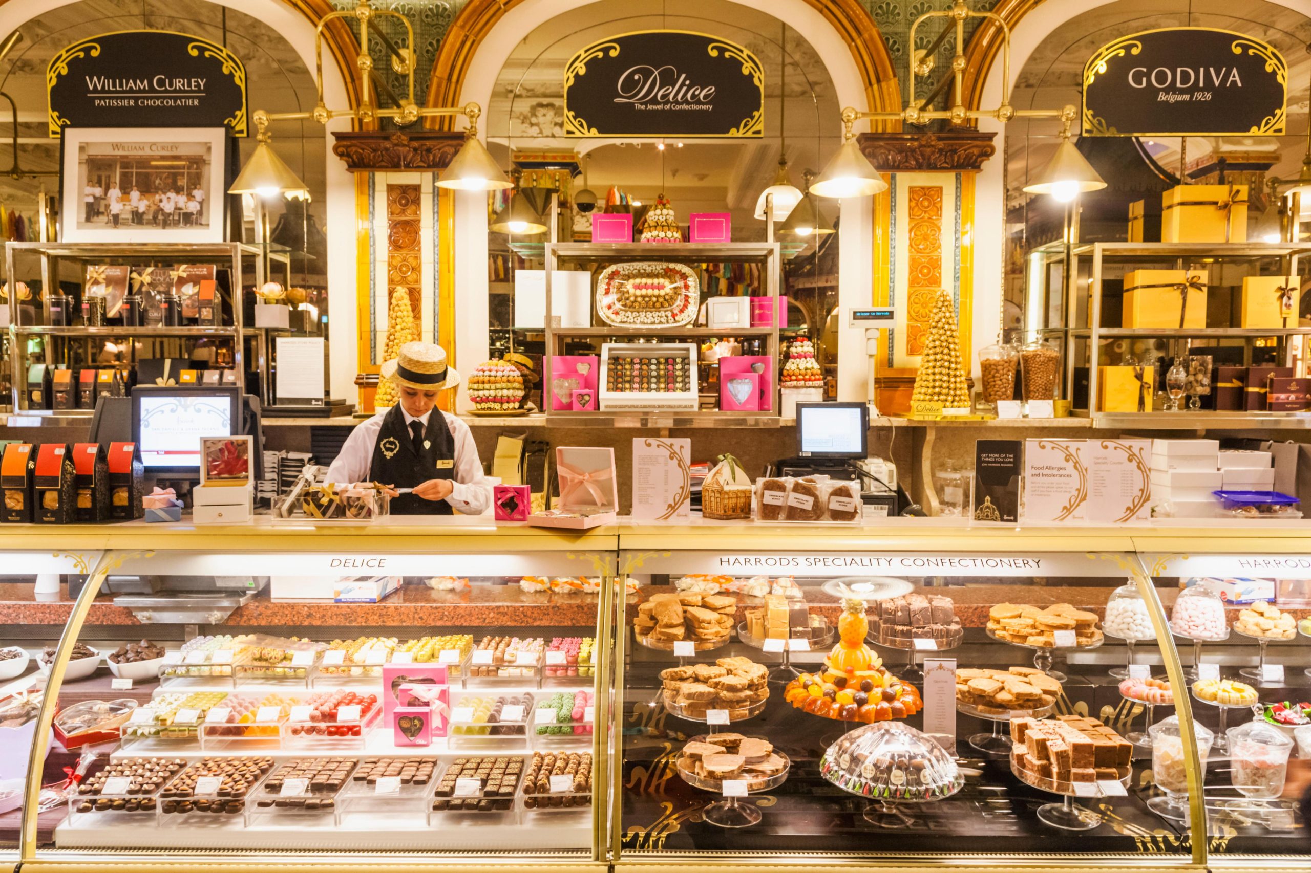 The chocolate counter at Harrods. The department store recently relaunched its dining hall as part of its “masterplan” to bounce back from the pandemic